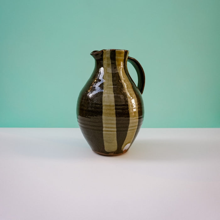 Water Wine Jug Nicotine Glaze with Stripe | Lily Pearmain | Shop Fodder