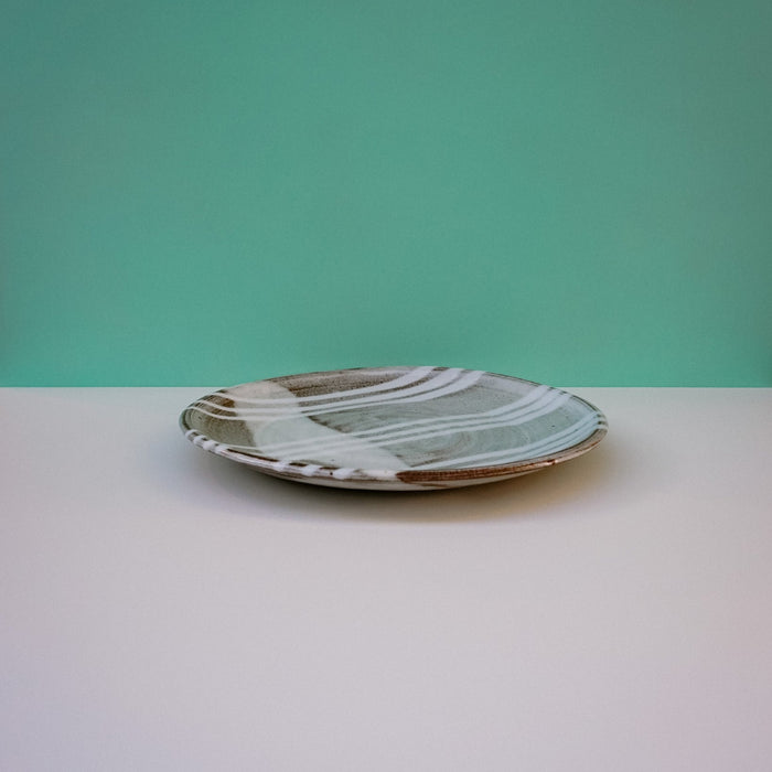 Ceramic plate with white slip surface decoration. Lily Pearmain Ceramics | Shop Fodder