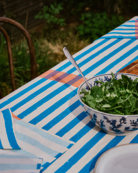 Lido tablecloth on table with plates - Nic Brittin - Fodder